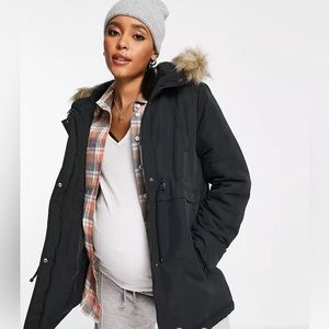 mamalicious maternity fur trim